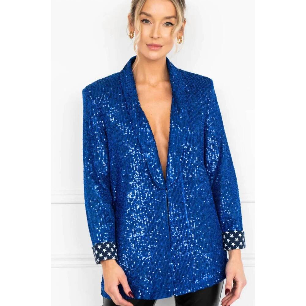 NEW SUNSHINE PARK blaze sequin blazer in blue